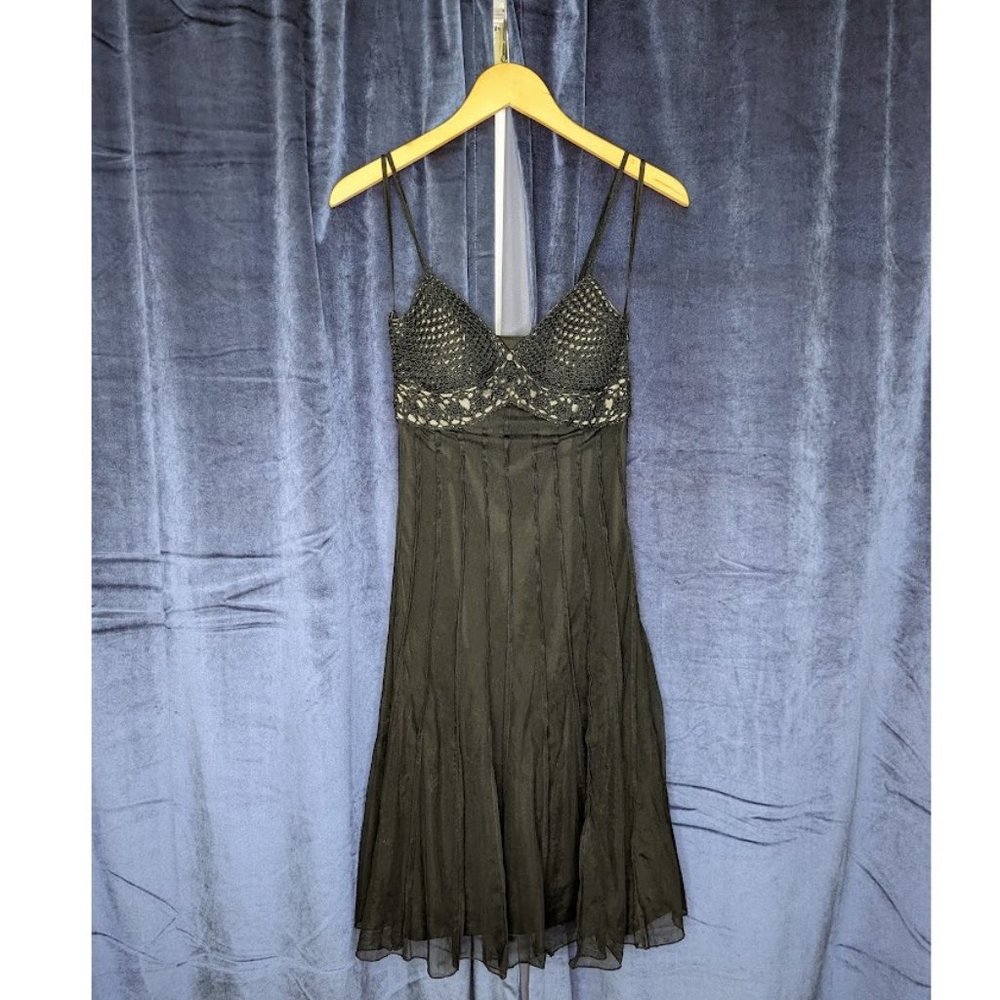 Vintage Ice Beaded and Crocheted Black Dress Size 0